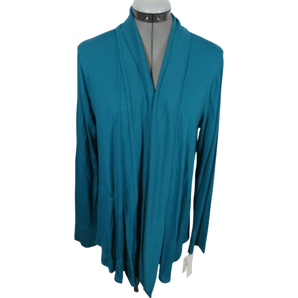 Liz Claiborne Weekend Large Open Cardigan Teal Green Long Sleeves Flowy NWT